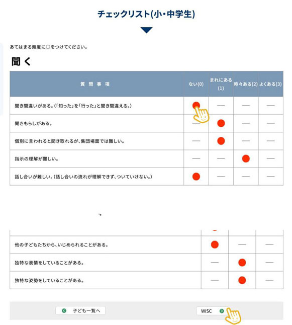 チェックリストは、             コンピュータ上で各項目をチェックするだけで、自動計算される。